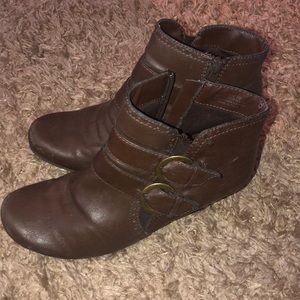 Brown ankle booties with heel